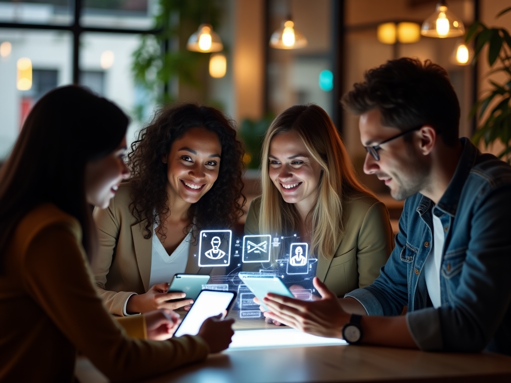 Personas aprendiendo sobre tecnología y aplicaciones